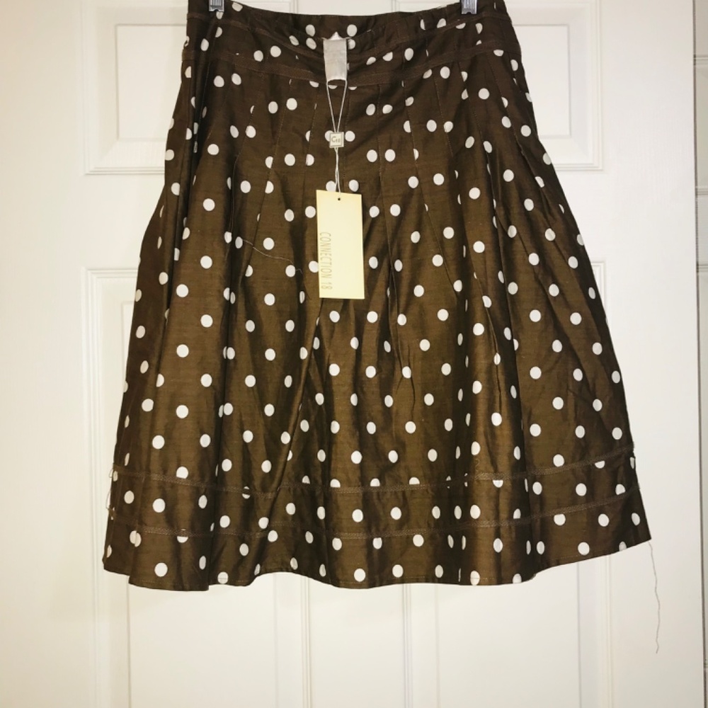 Connection 18 A Line Skirt/Brown and White Polka Dots/Retro/50s/Vintage/Large - Picture 6 of 7